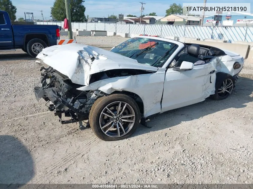 2017 Ford Mustang VIN: 1FATP8UH7H5218190 Lot: 40166841