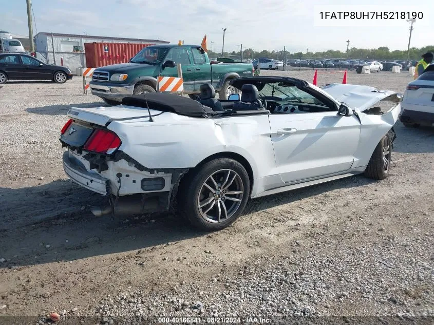 2017 Ford Mustang VIN: 1FATP8UH7H5218190 Lot: 40166841