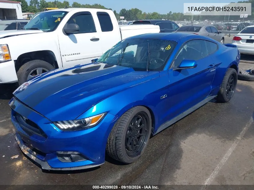 2017 Ford Mustang Gt Premium VIN: 1FA6P8CF0H5243591 Lot: 40299028