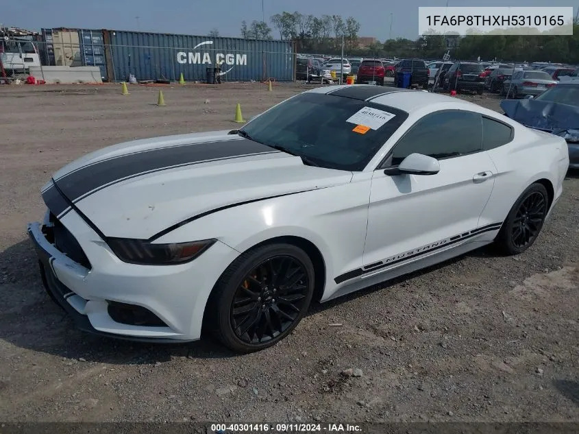 2017 Ford Mustang Ecoboost VIN: 1FA6P8THXH5310165 Lot: 40301416