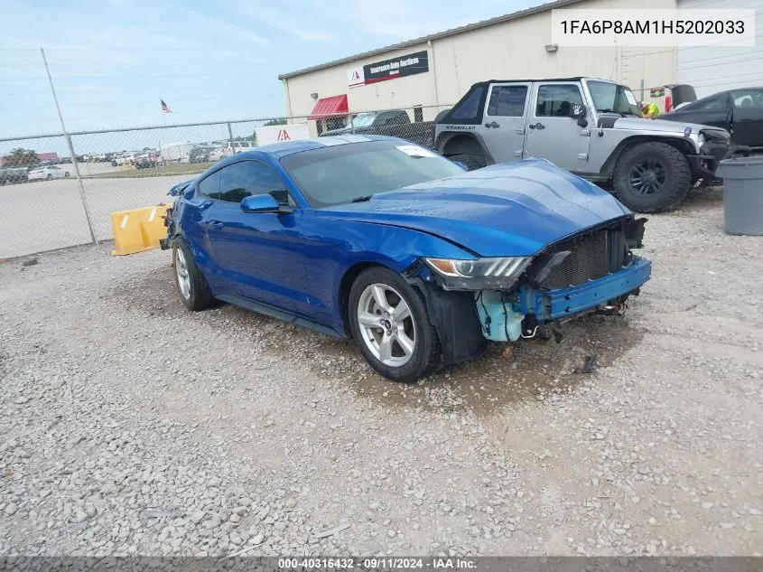 2017 Ford Mustang V6 VIN: 1FA6P8AM1H5202033 Lot: 40316432