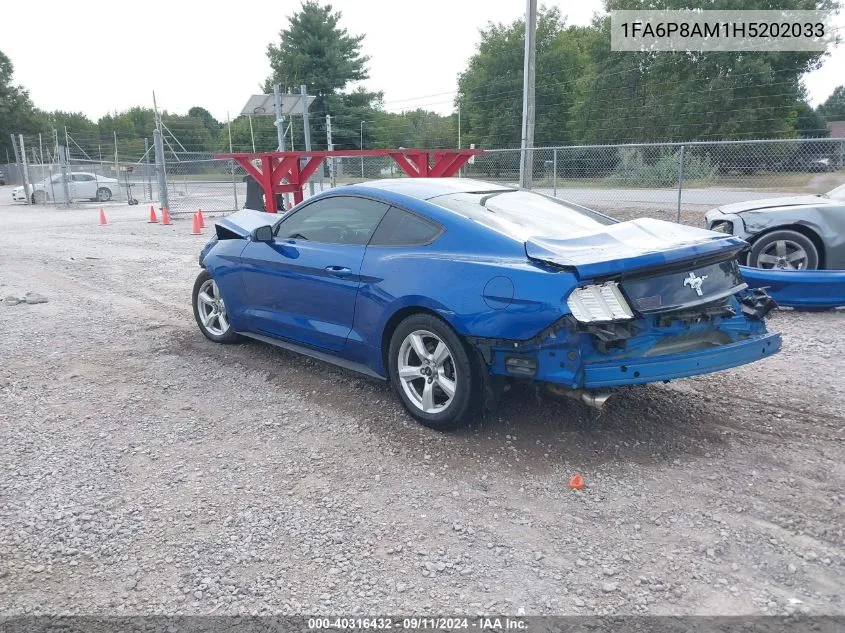 2017 Ford Mustang V6 VIN: 1FA6P8AM1H5202033 Lot: 40316432