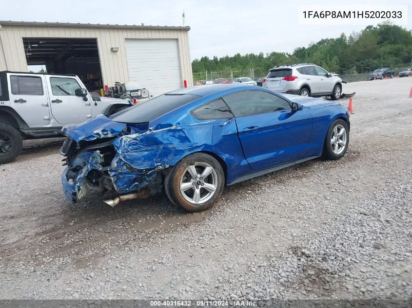 2017 Ford Mustang V6 VIN: 1FA6P8AM1H5202033 Lot: 40316432