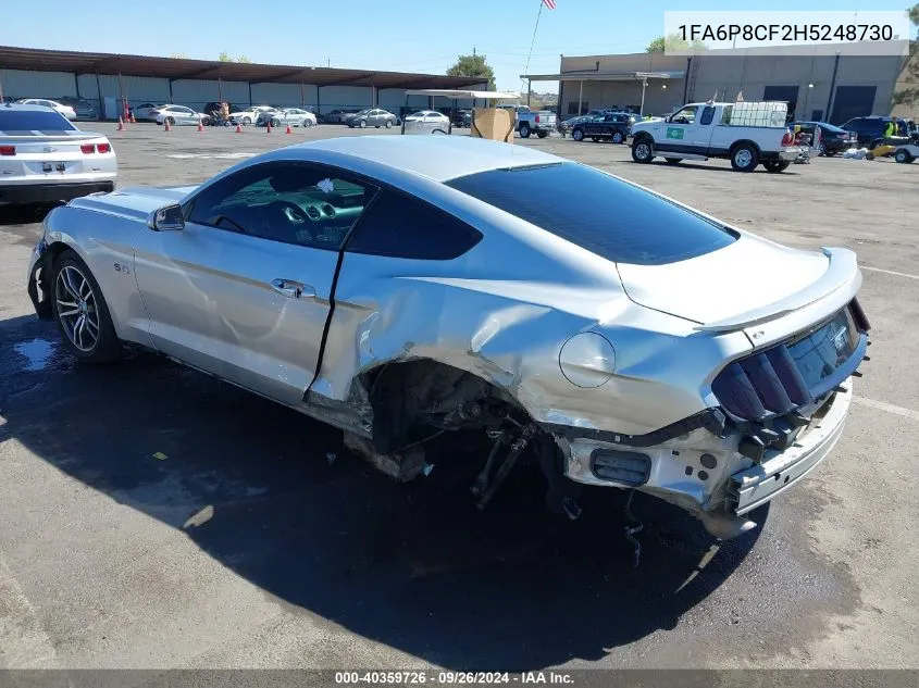 2017 Ford Mustang Gt VIN: 1FA6P8CF2H5248730 Lot: 40359726