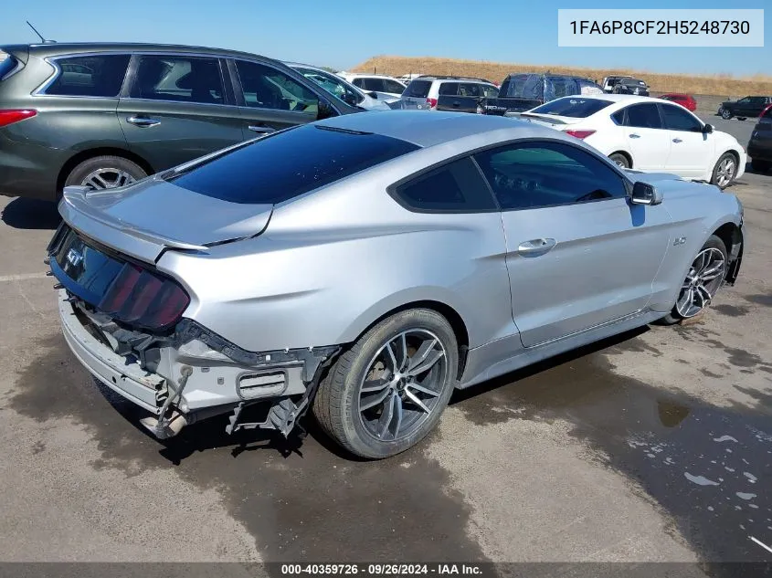 2017 Ford Mustang Gt VIN: 1FA6P8CF2H5248730 Lot: 40359726