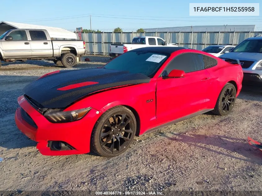 2017 Ford Mustang Gt VIN: 1FA6P8CF1H5255958 Lot: 40366779