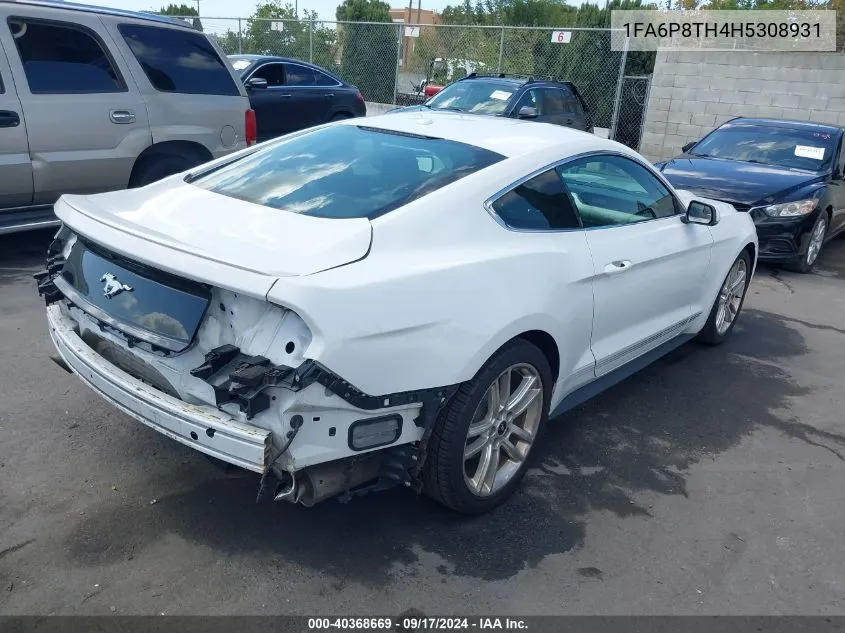 2017 Ford Mustang Ecoboost VIN: 1FA6P8TH4H5308931 Lot: 40368669