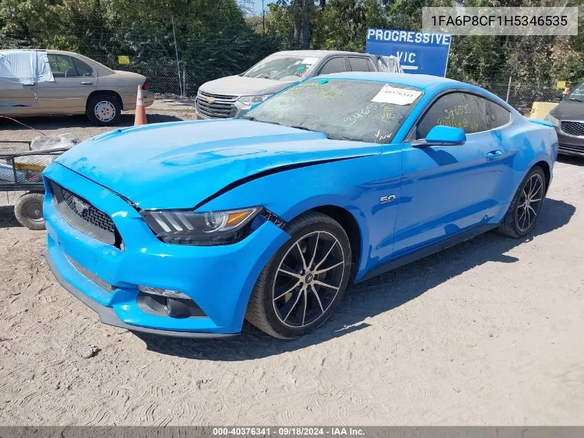 2017 Ford Mustang Gt VIN: 1FA6P8CF1H5346535 Lot: 40376341