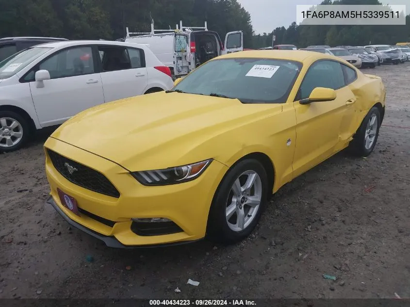 2017 Ford Mustang V6 VIN: 1FA6P8AM5H5339511 Lot: 40434223