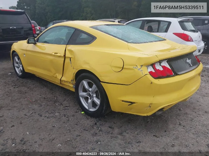 2017 Ford Mustang V6 VIN: 1FA6P8AM5H5339511 Lot: 40434223