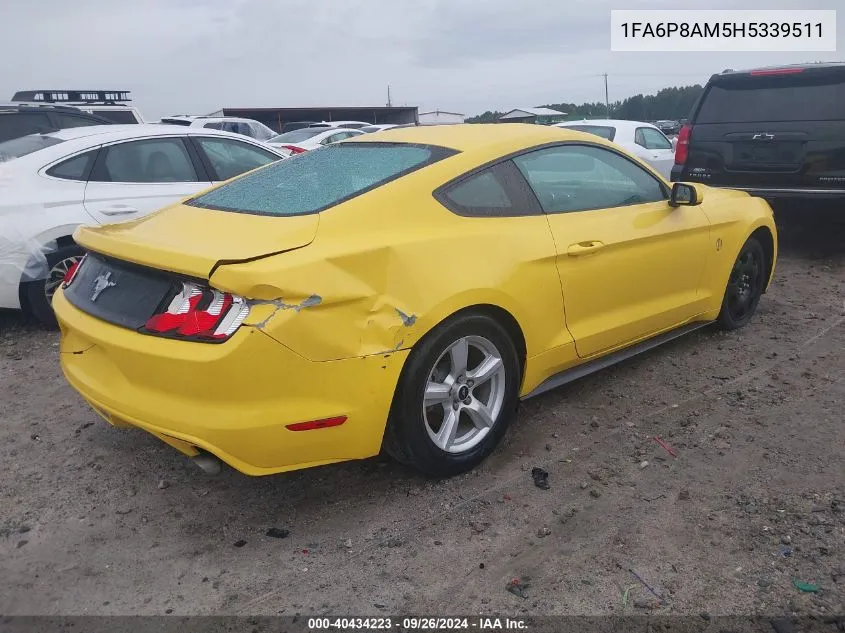 2017 Ford Mustang V6 VIN: 1FA6P8AM5H5339511 Lot: 40434223