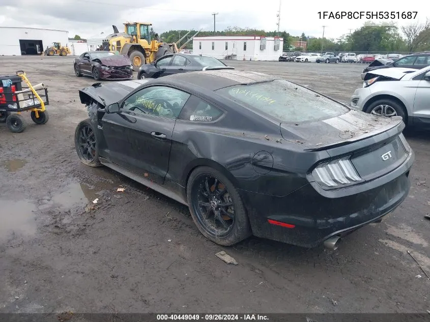 2017 Ford Mustang Gt VIN: 1FA6P8CF5H5351687 Lot: 40449049