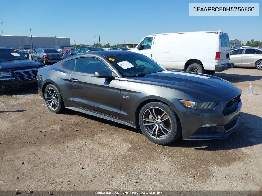 2017 Ford Mustang Gt VIN: 1FA6P8CF0H5256650 Lot: 40466563