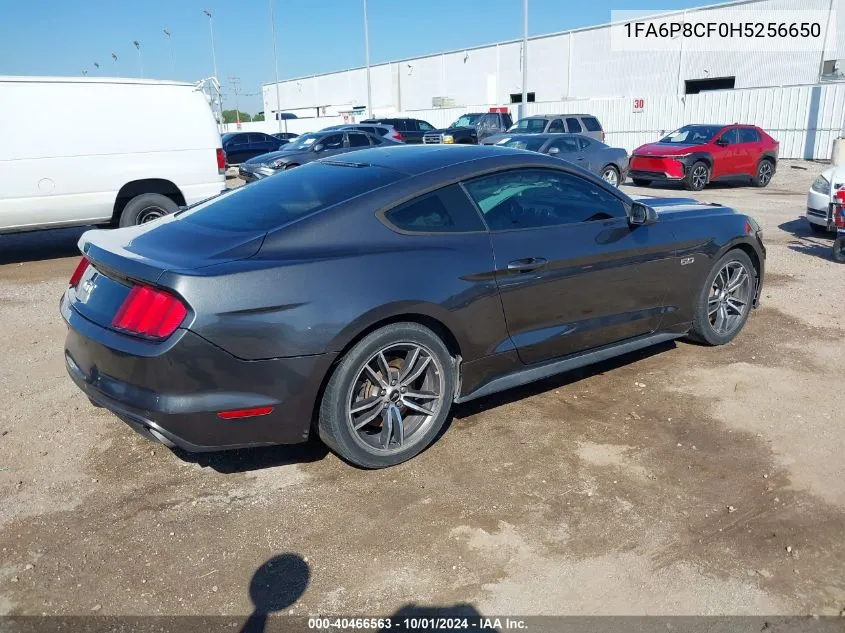 2017 Ford Mustang Gt VIN: 1FA6P8CF0H5256650 Lot: 40466563