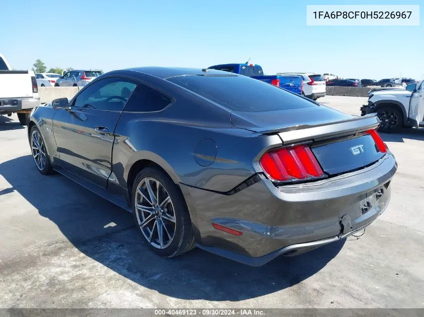 2017 Ford Mustang Gt Premium VIN: 1FA6P8CF0H5226967 Lot: 40469123