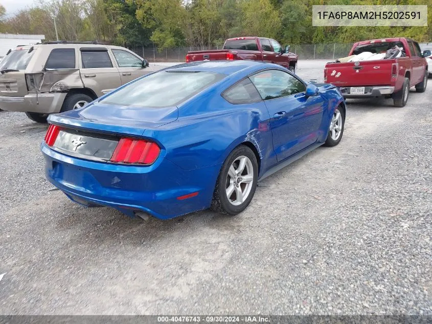 2017 Ford Mustang V6 VIN: 1FA6P8AM2H5202591 Lot: 40476743