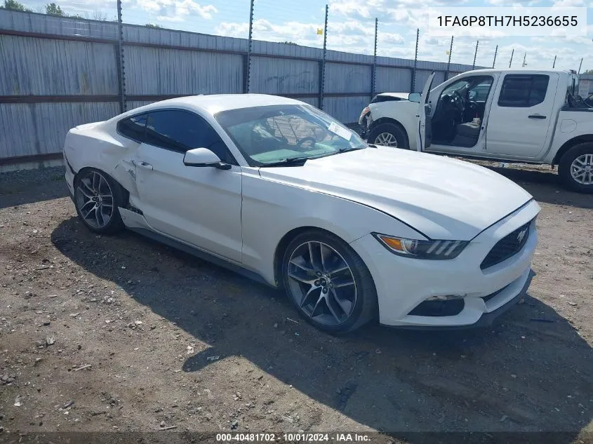 2017 Ford Mustang Ecoboost VIN: 1FA6P8TH7H5236655 Lot: 40481702