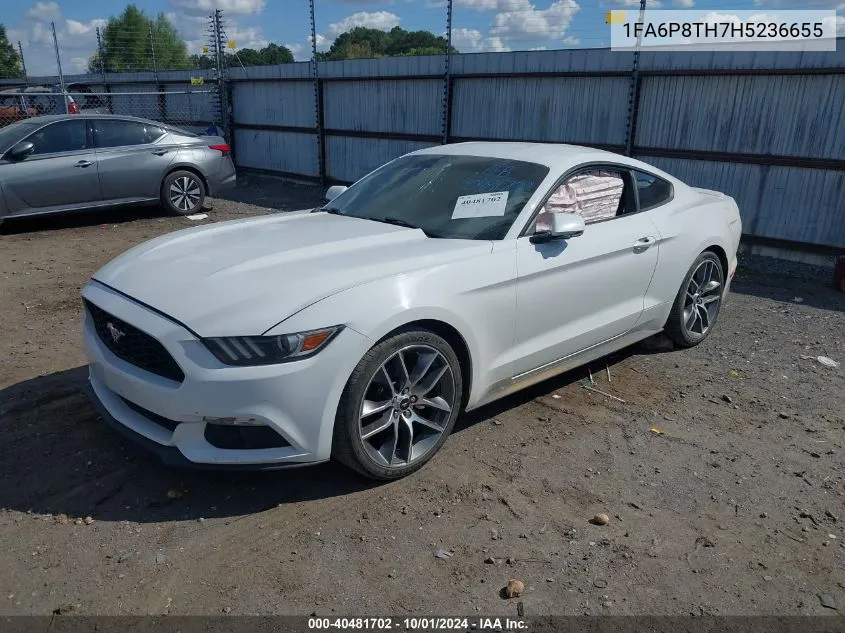 2017 Ford Mustang Ecoboost VIN: 1FA6P8TH7H5236655 Lot: 40481702