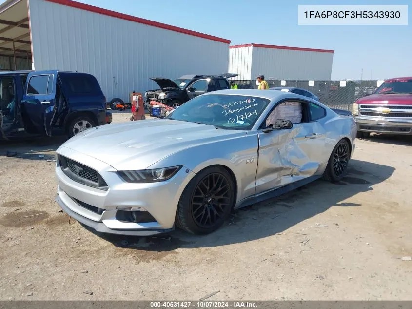 2017 Ford Mustang Gt VIN: 1FA6P8CF3H5343930 Lot: 40531427