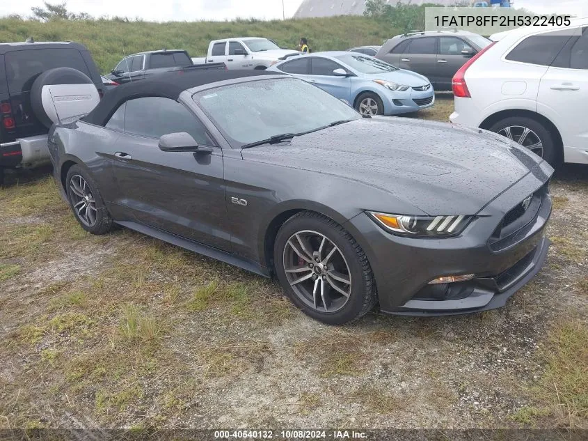 2017 Ford Mustang Gt VIN: 1FATP8FF2H5322405 Lot: 40540132