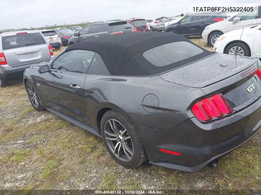 2017 Ford Mustang Gt VIN: 1FATP8FF2H5322405 Lot: 40540132