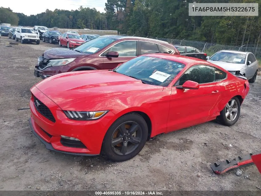 2017 Ford Mustang V6 VIN: 1FA6P8AM5H5322675 Lot: 40595305