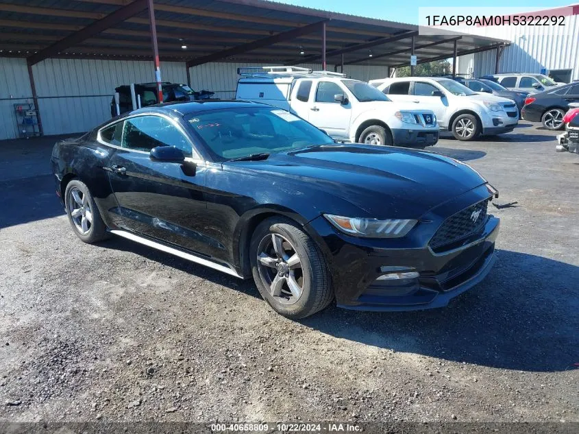 2017 Ford Mustang V6 VIN: 1FA6P8AM0H5322292 Lot: 40658809