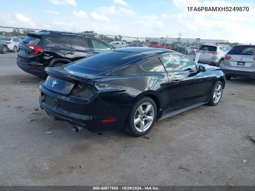 2017 Ford Mustang V6 VIN: 1FA6P8AMXH5249870 Lot: 40677800