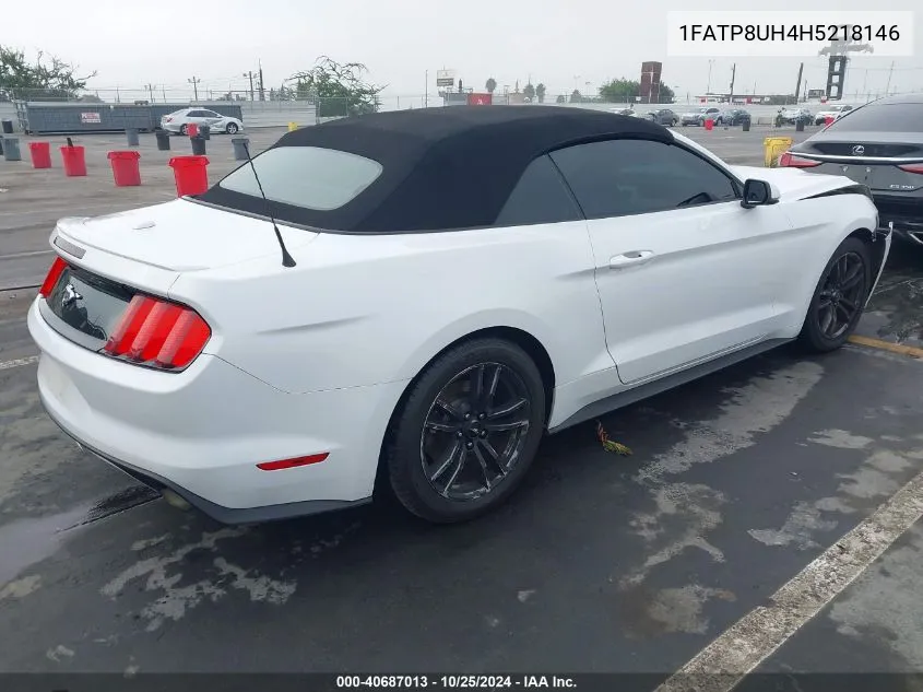 2017 Ford Mustang Ecoboost Premium VIN: 1FATP8UH4H5218146 Lot: 40687013