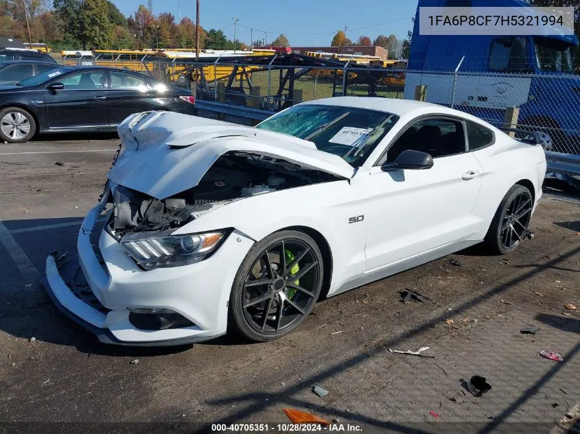 2017 Ford Mustang Gt VIN: 1FA6P8CF7H5321994 Lot: 40705351