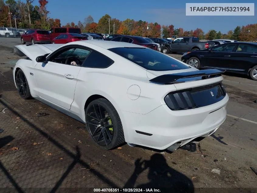 2017 Ford Mustang Gt VIN: 1FA6P8CF7H5321994 Lot: 40705351