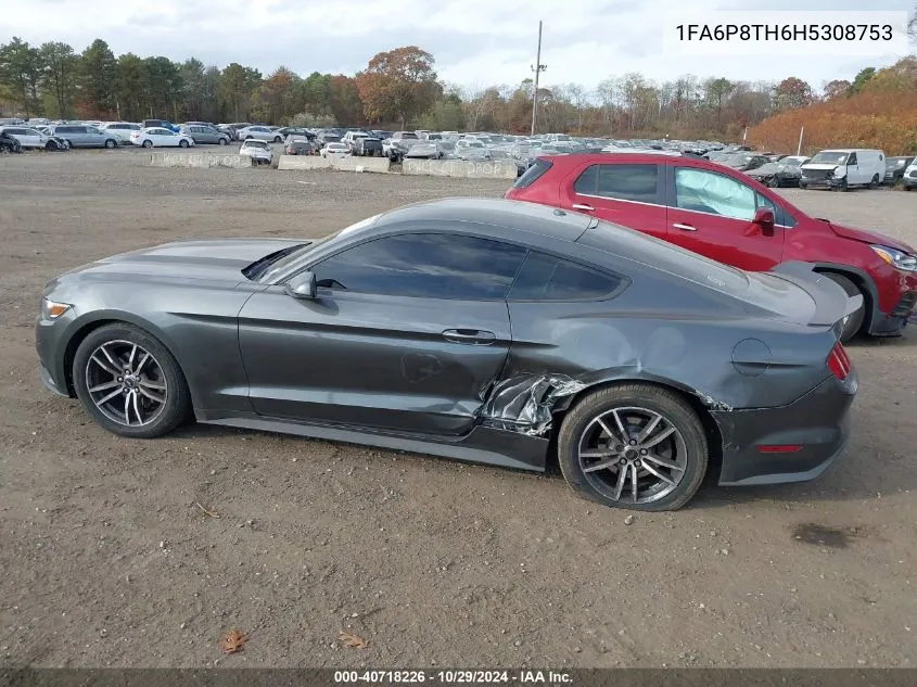 2017 Ford Mustang Ecoboost VIN: 1FA6P8TH6H5308753 Lot: 40718226