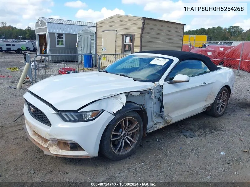 2017 Ford Mustang Ecoboost Premium VIN: 1FATP8UH0H5254268 Lot: 40724743