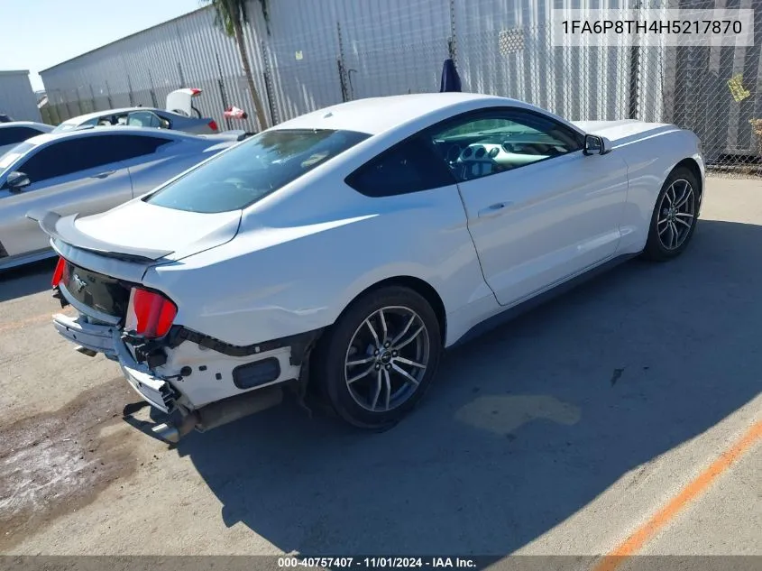 2017 Ford Mustang Ecoboost VIN: 1FA6P8TH4H5217870 Lot: 40757407