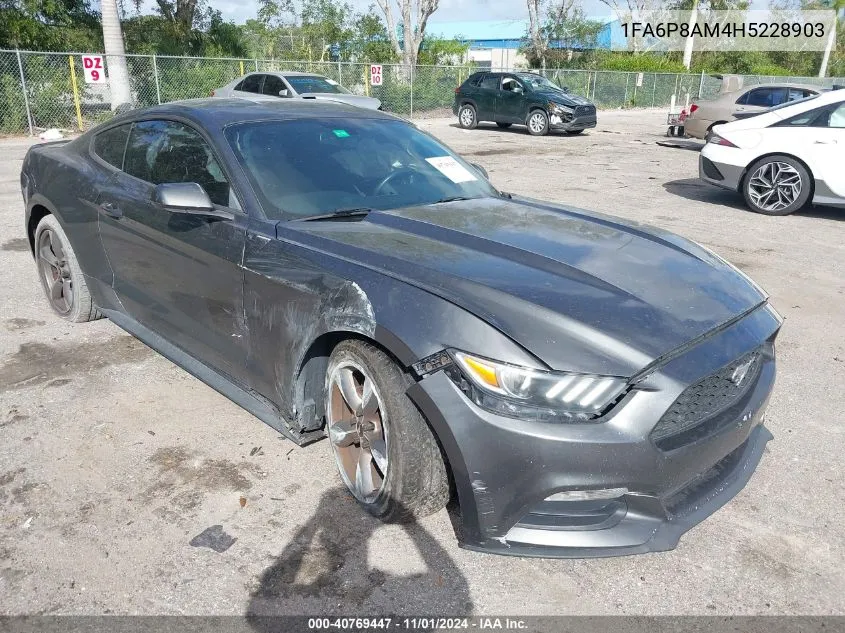 2017 Ford Mustang V6 VIN: 1FA6P8AM4H5228903 Lot: 40769447