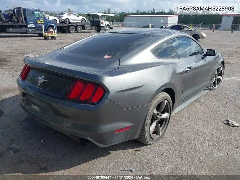 2017 Ford Mustang V6 VIN: 1FA6P8AM4H5228903 Lot: 40769447