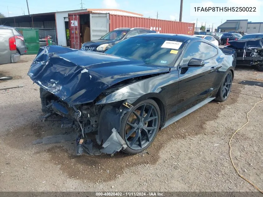 2017 Ford Mustang Ecoboost VIN: 1FA6P8TH5H5250022 Lot: 40820402