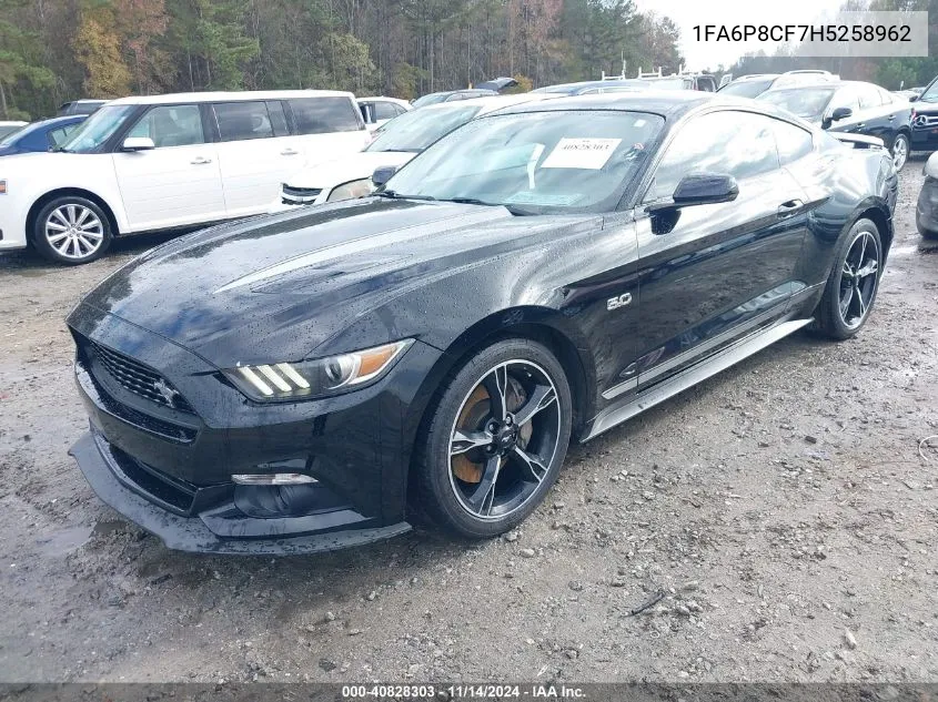 2017 Ford Mustang Gt Premium VIN: 1FA6P8CF7H5258962 Lot: 40828303