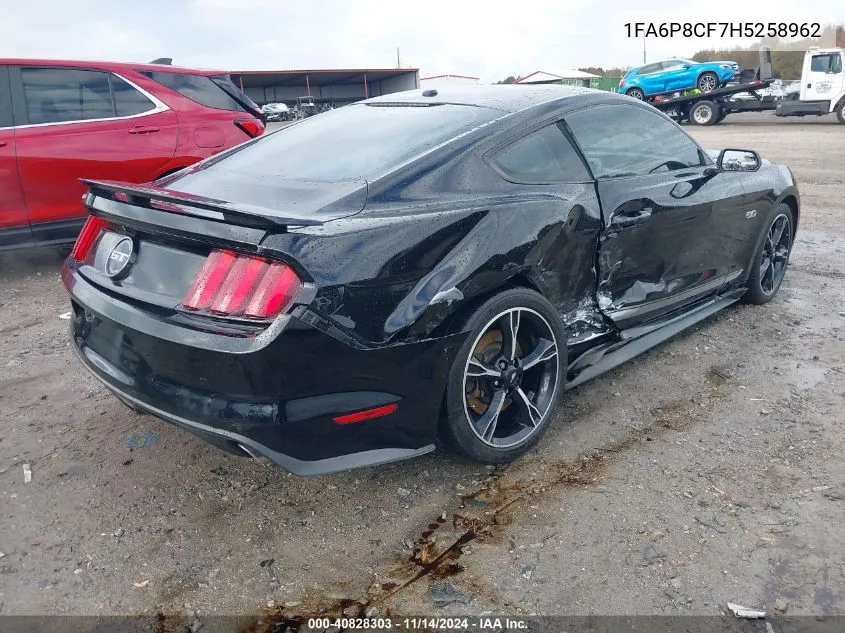 2017 Ford Mustang Gt Premium VIN: 1FA6P8CF7H5258962 Lot: 40828303