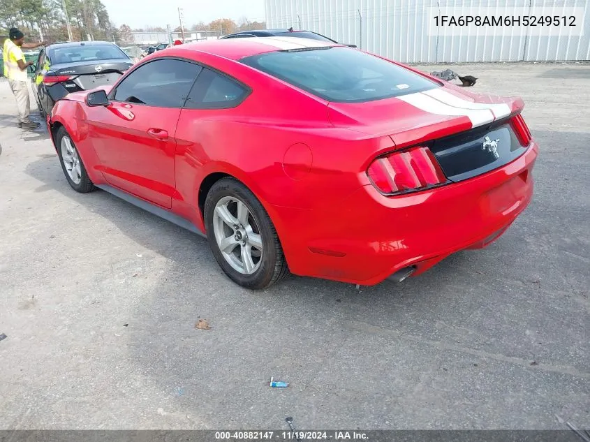 2017 Ford Mustang V6 VIN: 1FA6P8AM6H5249512 Lot: 40882147