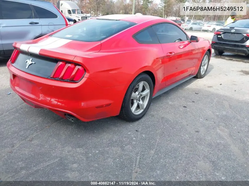 2017 Ford Mustang V6 VIN: 1FA6P8AM6H5249512 Lot: 40882147