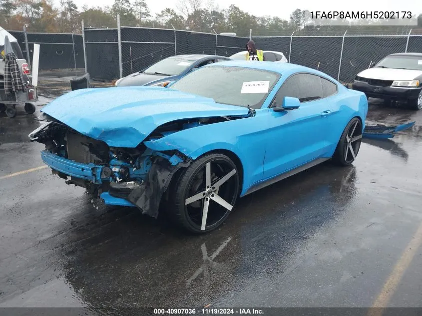 2017 Ford Mustang V6 VIN: 1FA6P8AM6H5202173 Lot: 40907036