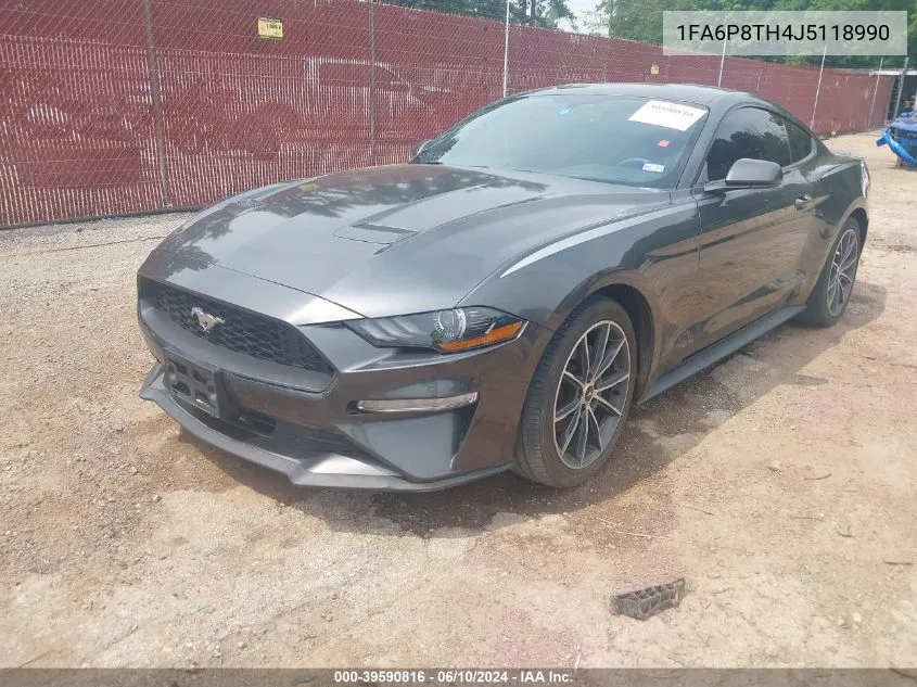 2018 Ford Mustang Ecoboost VIN: 1FA6P8TH4J5118990 Lot: 39590816