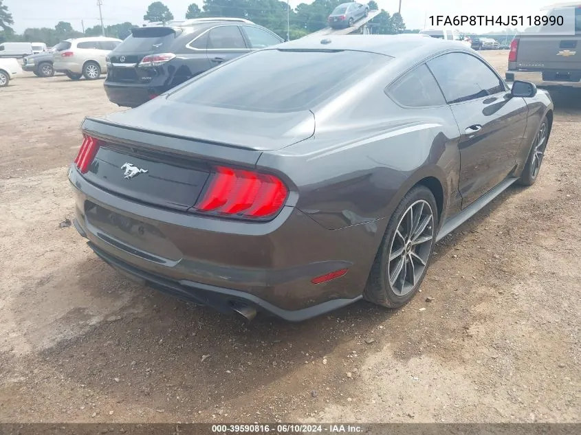 2018 Ford Mustang Ecoboost VIN: 1FA6P8TH4J5118990 Lot: 39590816