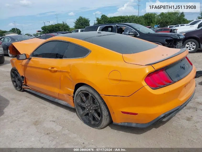 2018 Ford Mustang Ecoboost VIN: 1FA6P8TH1J5113908 Lot: 39893976