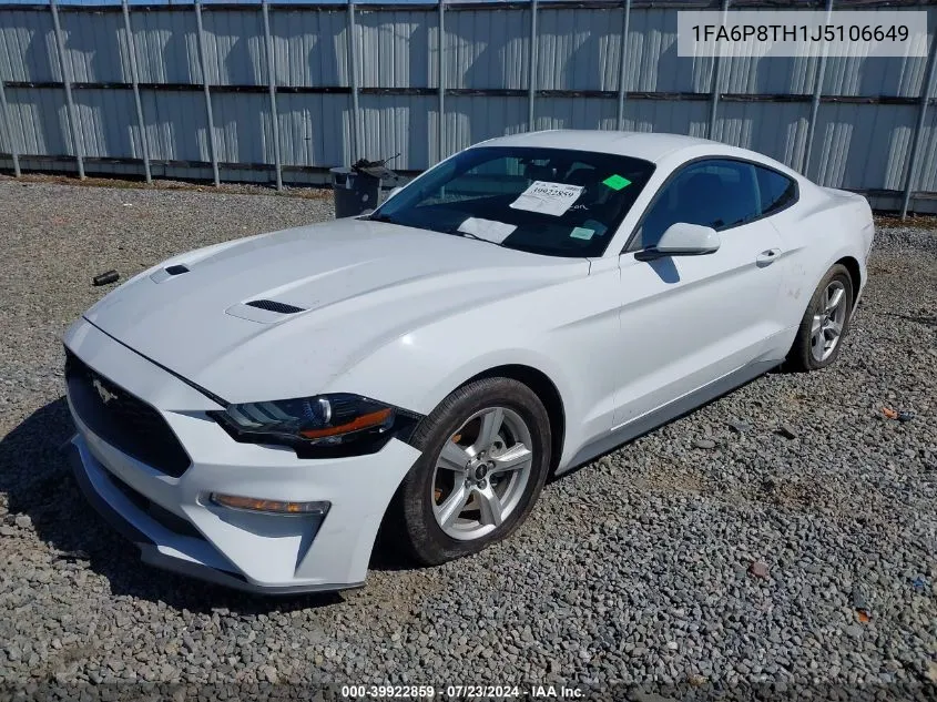 2018 Ford Mustang Ecoboost VIN: 1FA6P8TH1J5106649 Lot: 39922859