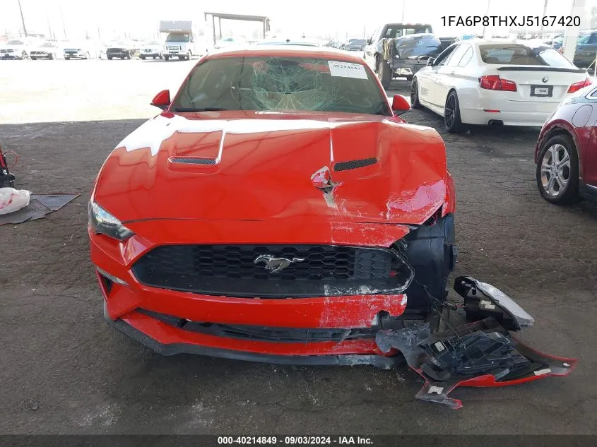 2018 Ford Mustang Ecoboost VIN: 1FA6P8THXJ5167420 Lot: 40214849