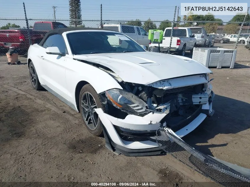 1FATP8UH2J5142643 2018 Ford Mustang Ecoboost Premium