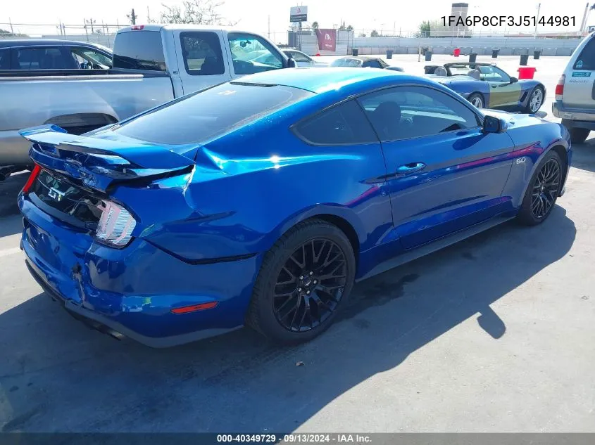 1FA6P8CF3J5144981 2018 Ford Mustang Gt