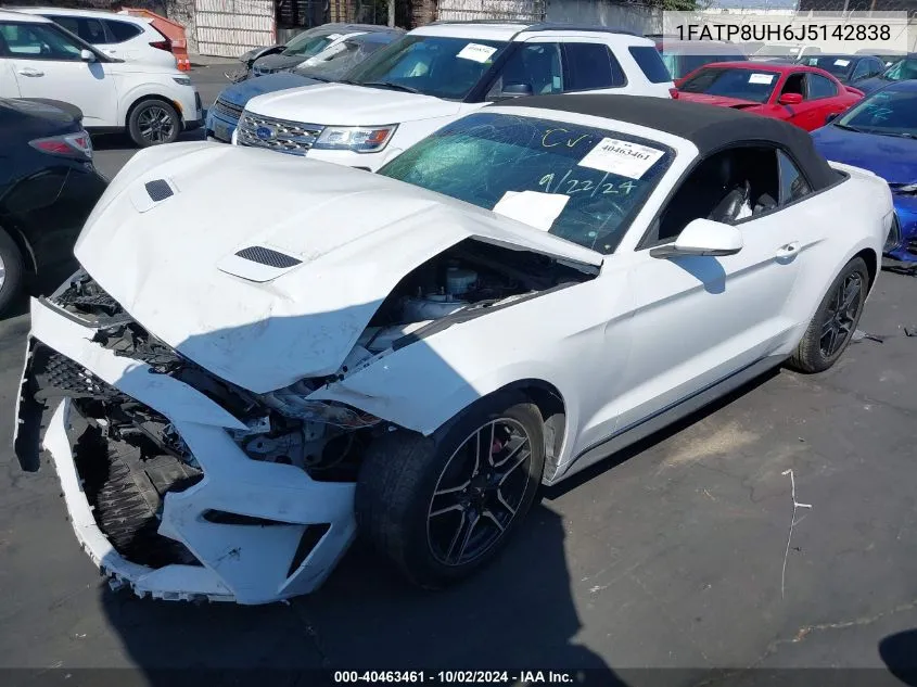 2018 Ford Mustang VIN: 1FATP8UH6J5142838 Lot: 40463461